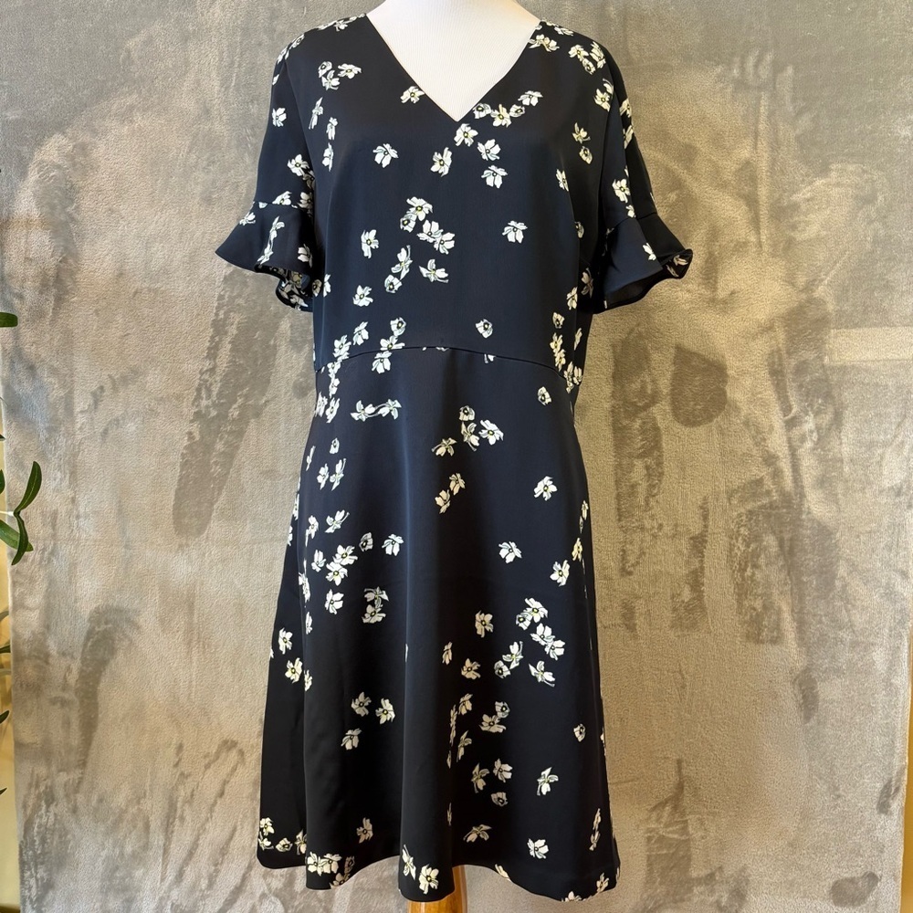 Banana Republic Floral Wedding Guest Flutter Sleeve Midi Dress Sz 10